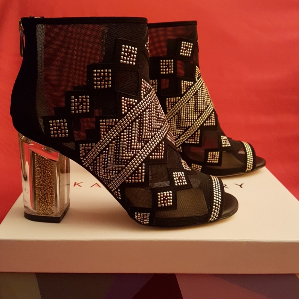 KATY PERRY GOLD SILVER BEADED MESH BOOTIES BOOT SHOE 8M MINT